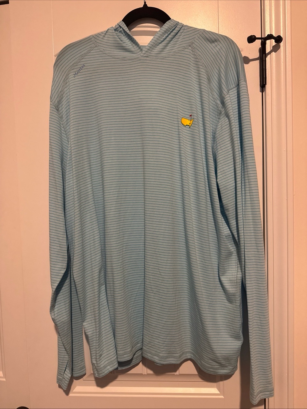Masters Light Blue Striped Hooded Long-Sleeve Shirt